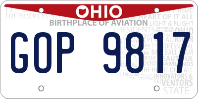 OH license plate GOP9817