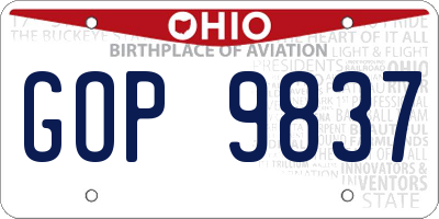OH license plate GOP9837