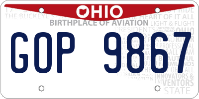 OH license plate GOP9867
