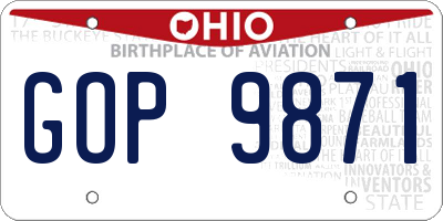OH license plate GOP9871