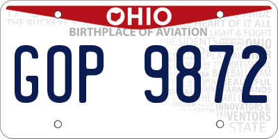 OH license plate GOP9872