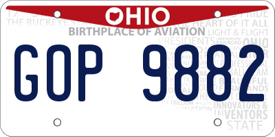 OH license plate GOP9882