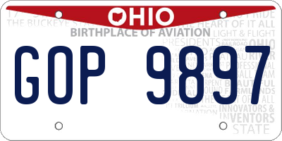 OH license plate GOP9897