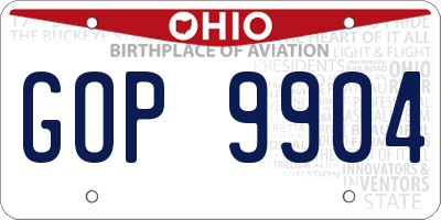 OH license plate GOP9904