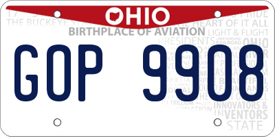 OH license plate GOP9908