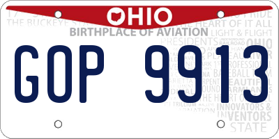 OH license plate GOP9913