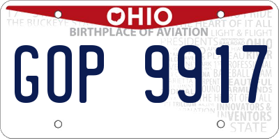 OH license plate GOP9917