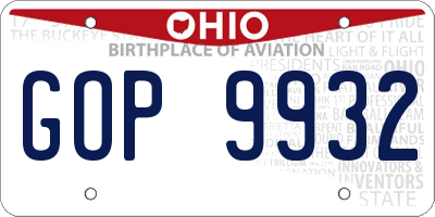 OH license plate GOP9932