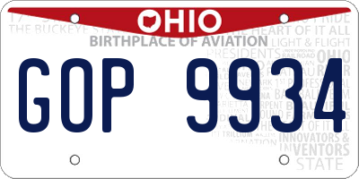 OH license plate GOP9934