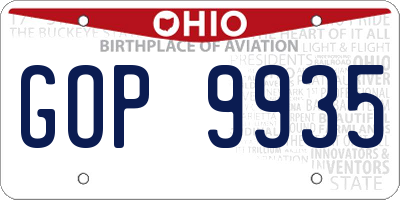 OH license plate GOP9935