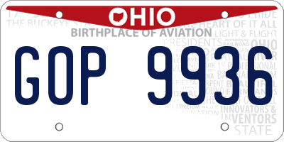 OH license plate GOP9936