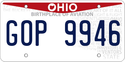 OH license plate GOP9946