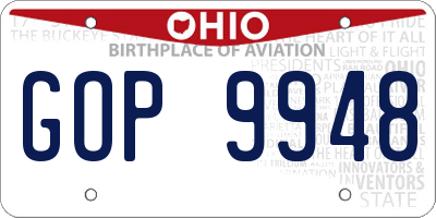 OH license plate GOP9948