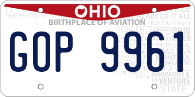 OH license plate GOP9961