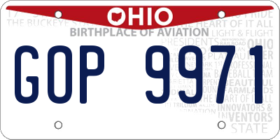 OH license plate GOP9971
