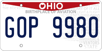 OH license plate GOP9980