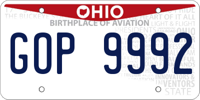 OH license plate GOP9992