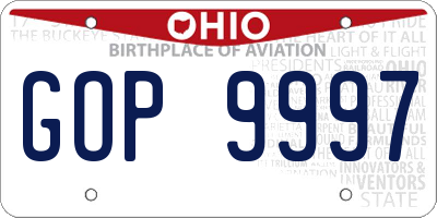 OH license plate GOP9997