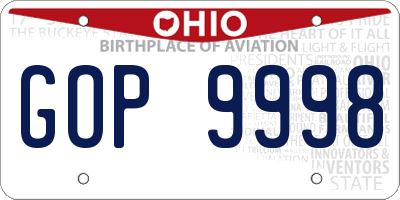OH license plate GOP9998