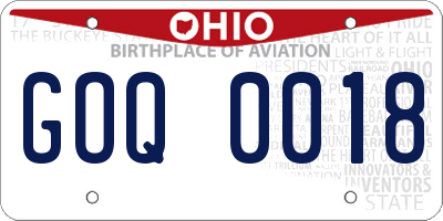 OH license plate GOQ0018