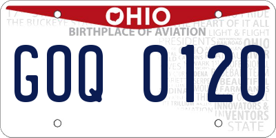 OH license plate GOQ0120