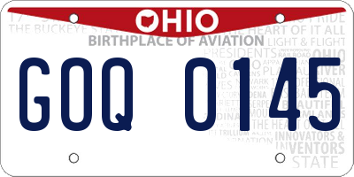OH license plate GOQ0145