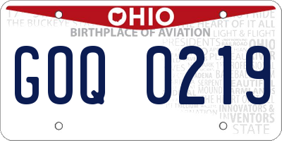 OH license plate GOQ0219