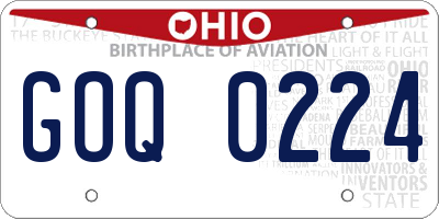 OH license plate GOQ0224