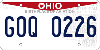OH license plate GOQ0226