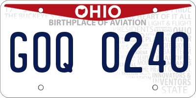OH license plate GOQ0240