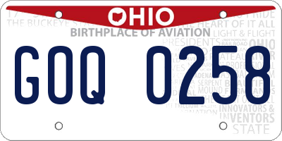 OH license plate GOQ0258