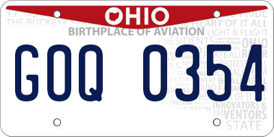 OH license plate GOQ0354