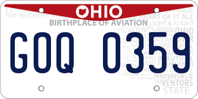 OH license plate GOQ0359