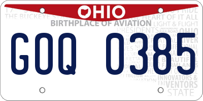OH license plate GOQ0385