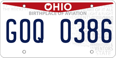 OH license plate GOQ0386