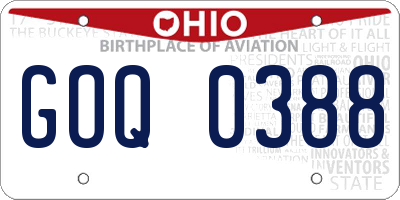 OH license plate GOQ0388