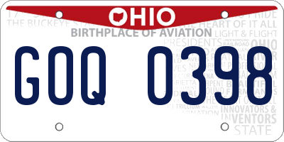 OH license plate GOQ0398