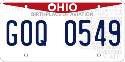 OH license plate GOQ0549