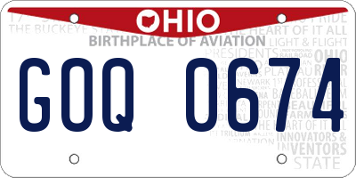 OH license plate GOQ0674