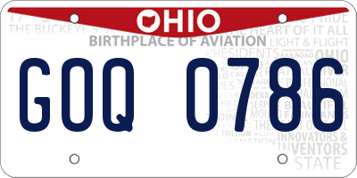 OH license plate GOQ0786