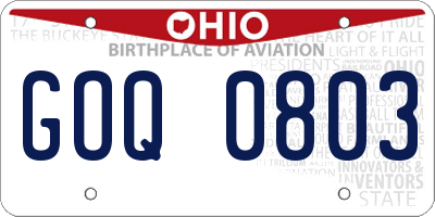 OH license plate GOQ0803