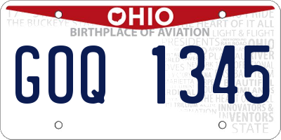 OH license plate GOQ1345