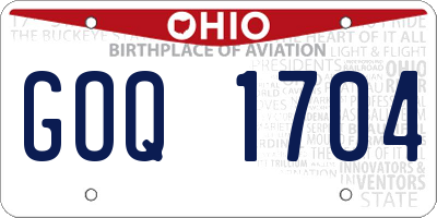 OH license plate GOQ1704
