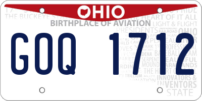 OH license plate GOQ1712