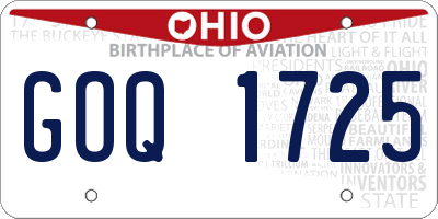 OH license plate GOQ1725