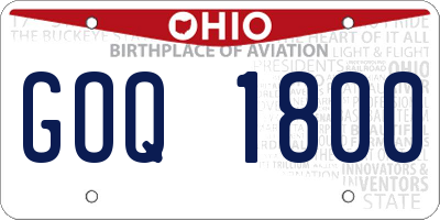 OH license plate GOQ1800