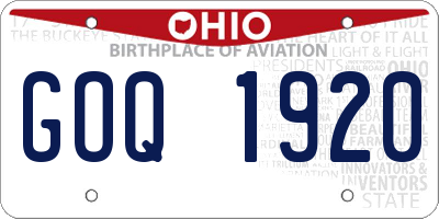 OH license plate GOQ1920