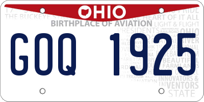 OH license plate GOQ1925