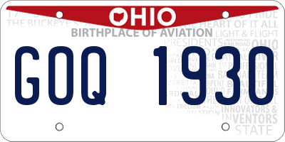 OH license plate GOQ1930