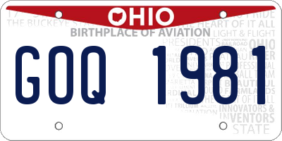 OH license plate GOQ1981